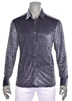 Gray Paisley Velvet Shirt