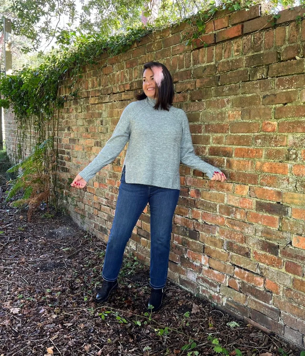 Grey Soft Funnel Neck Jumper