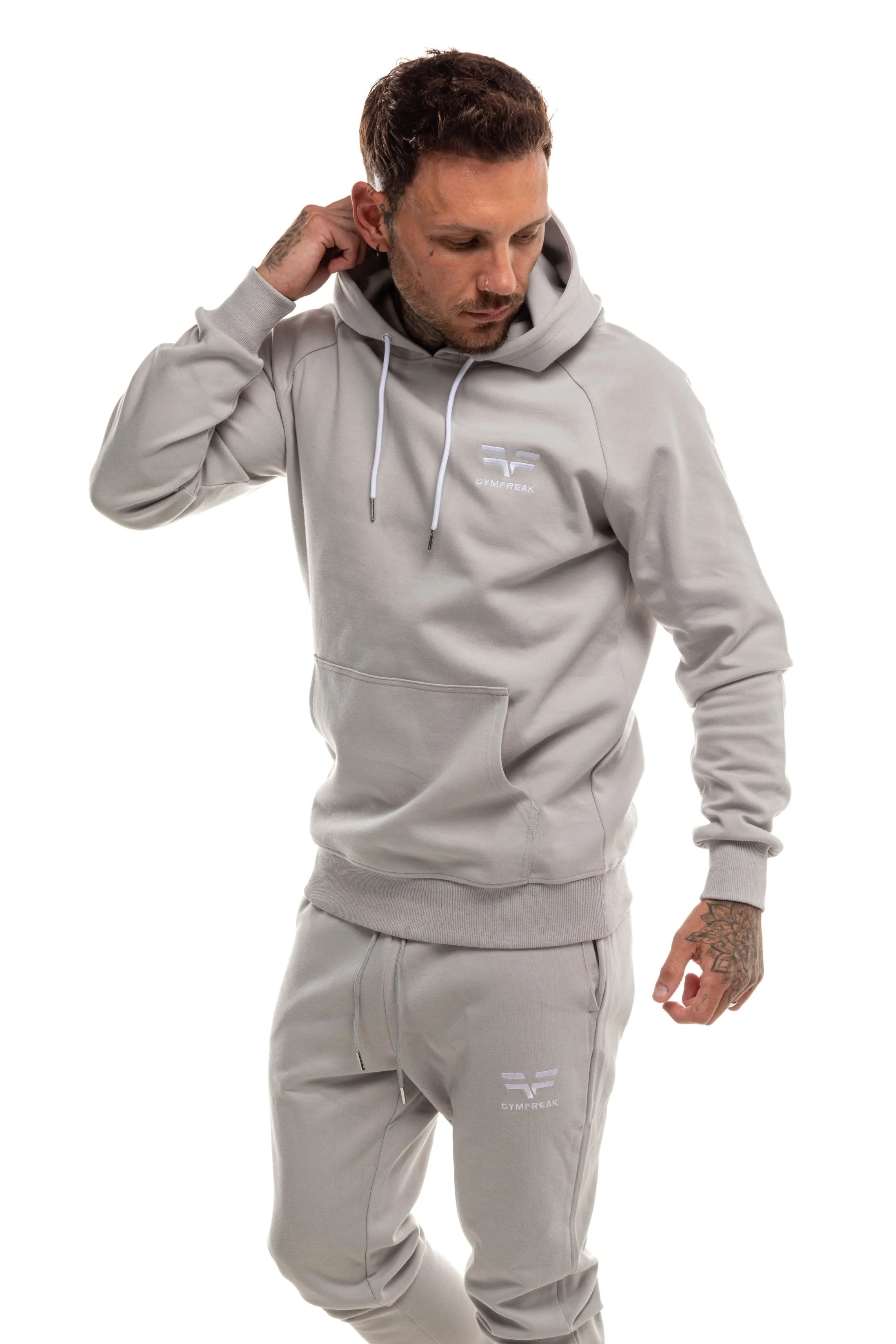 GymFreak Mens Power Hoodie - Light Grey