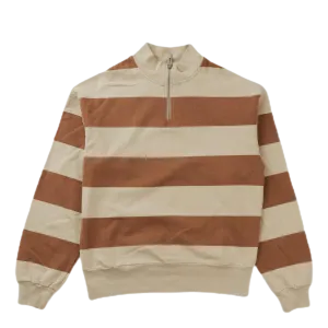 Half Zip Sweat Off White Stripe