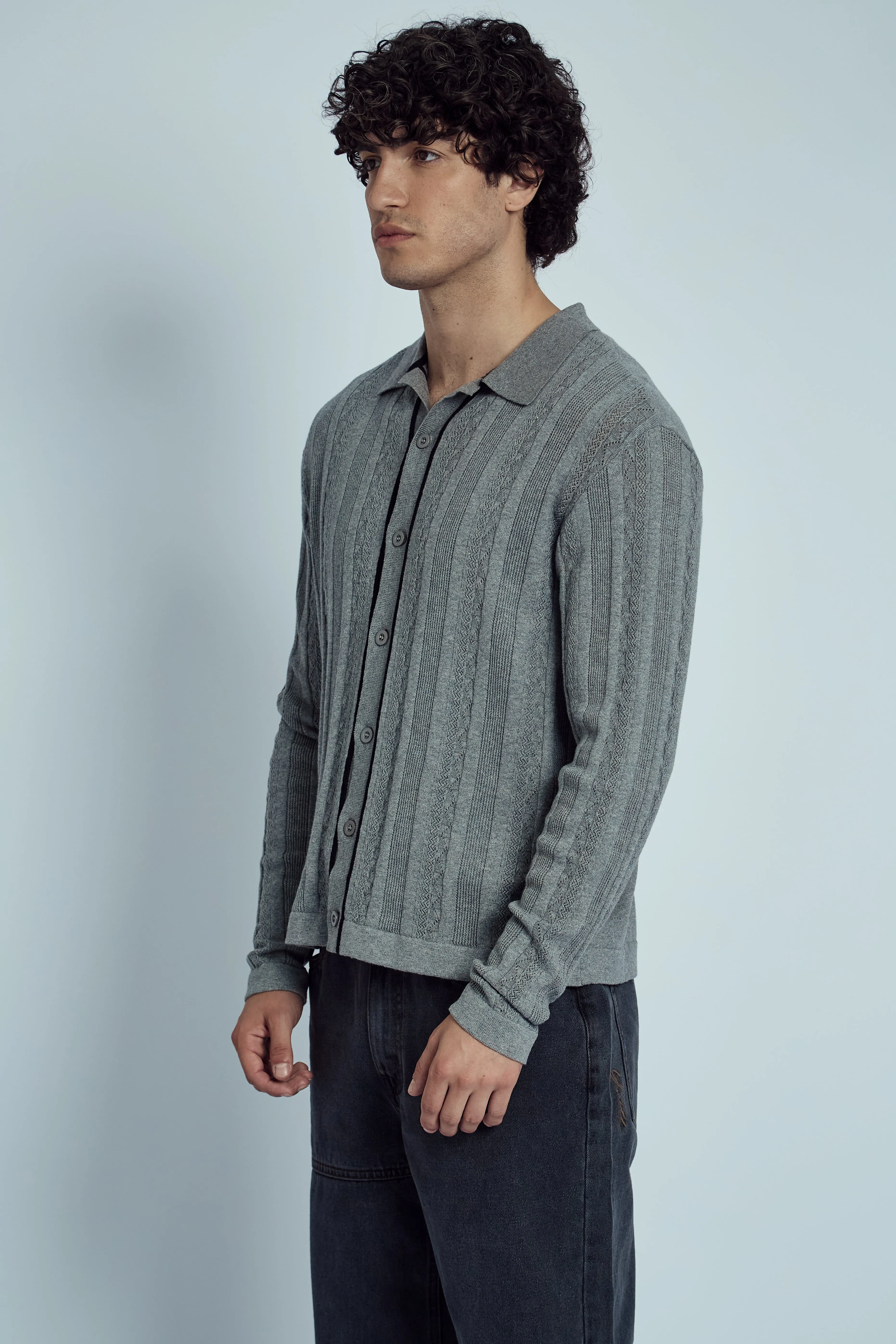 HEMMINGS KNITTED JACQUARD STRIPE SHIRT