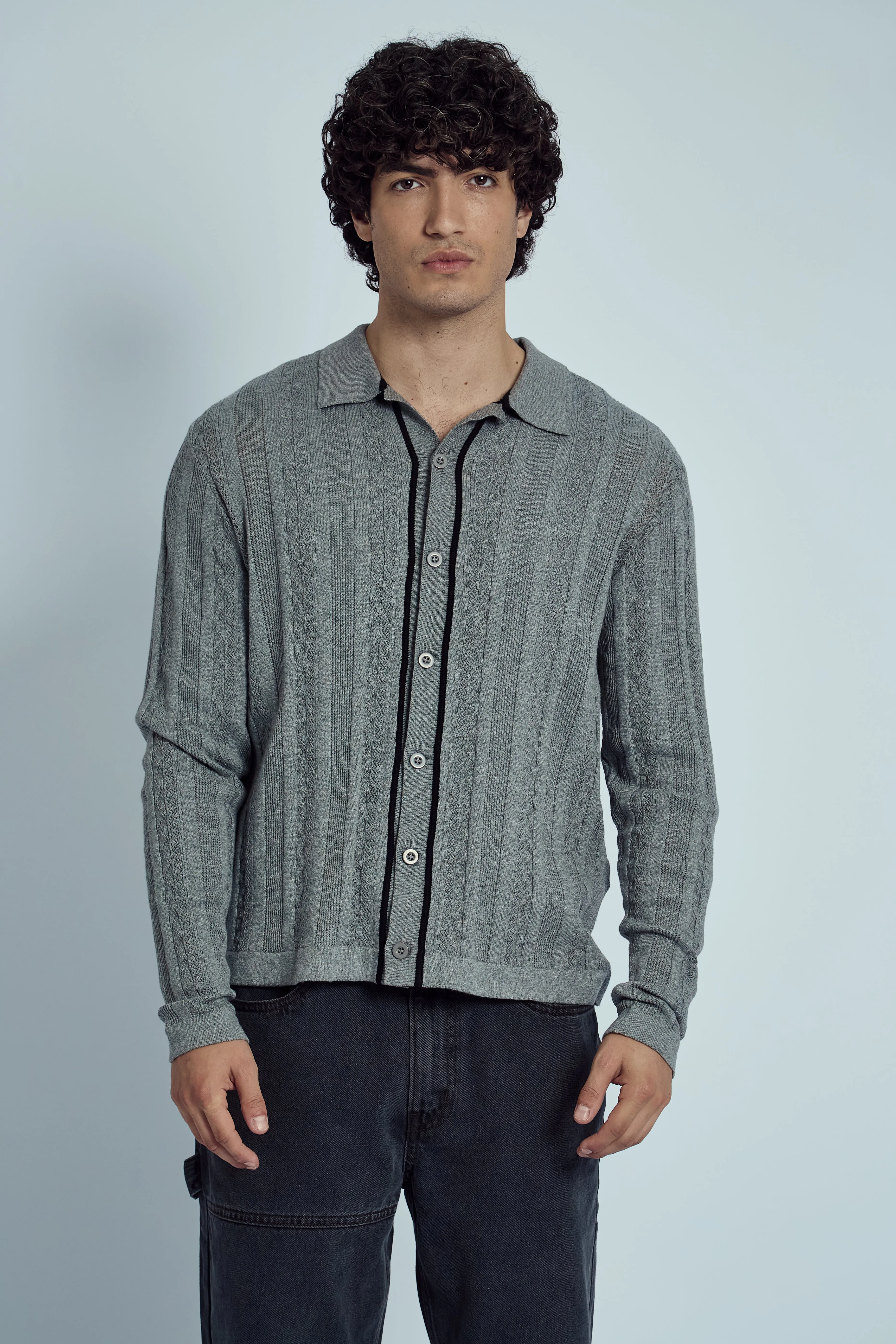 HEMMINGS KNITTED JACQUARD STRIPE SHIRT