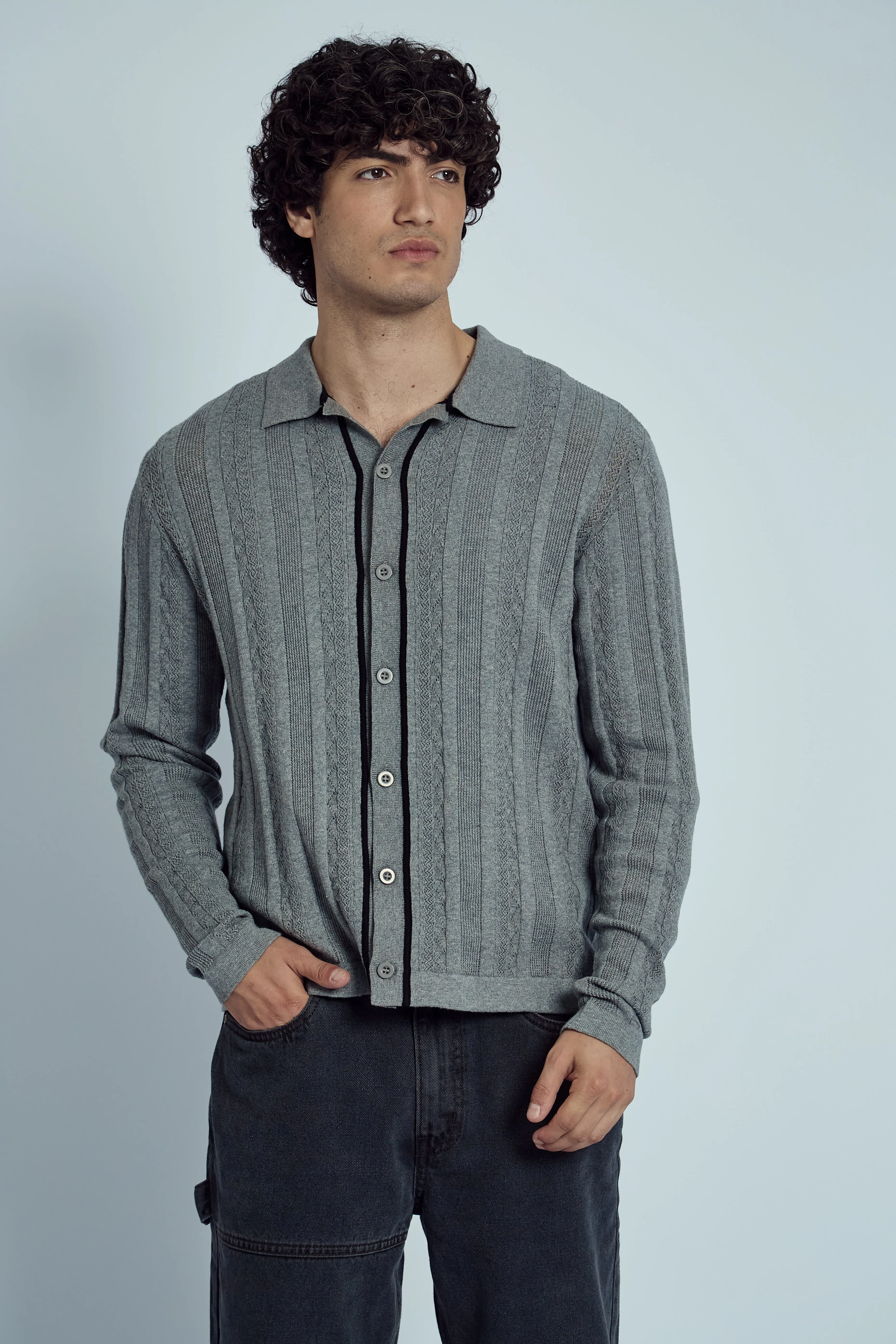 HEMMINGS KNITTED JACQUARD STRIPE SHIRT