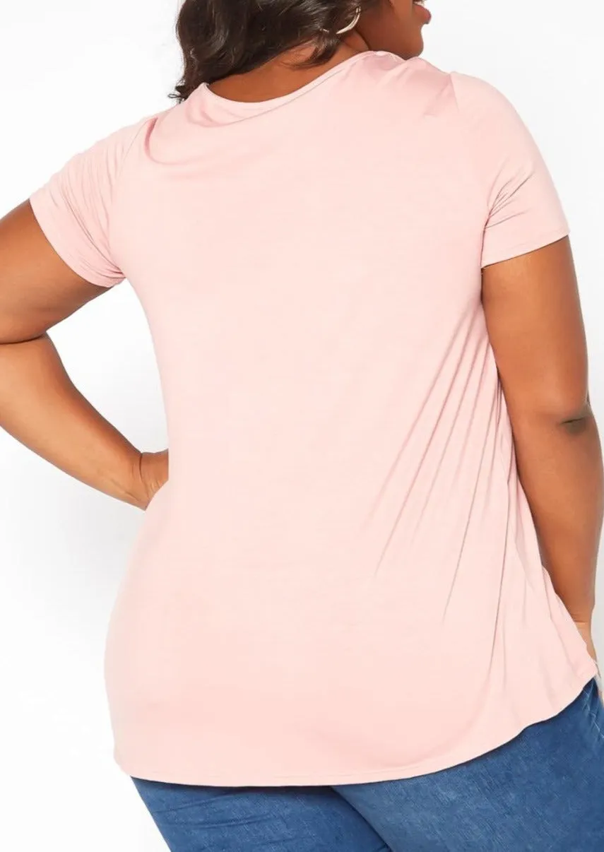 Hi Curvy Plus Size Women Cut Out Front T-Shirts