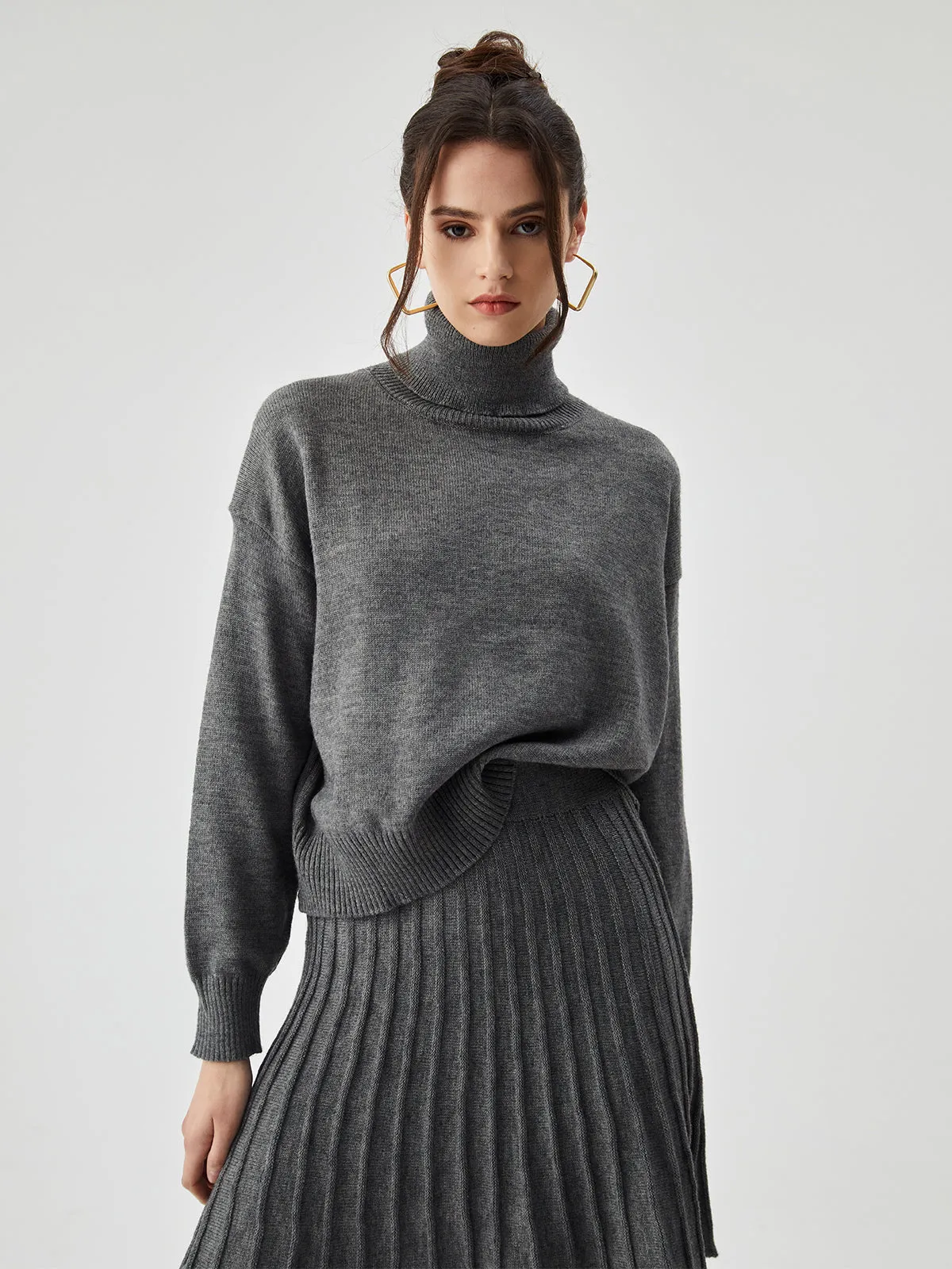 High Neck Graceful Knit Sweater