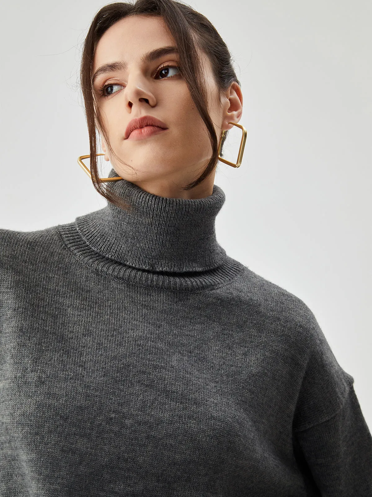 High Neck Graceful Knit Sweater