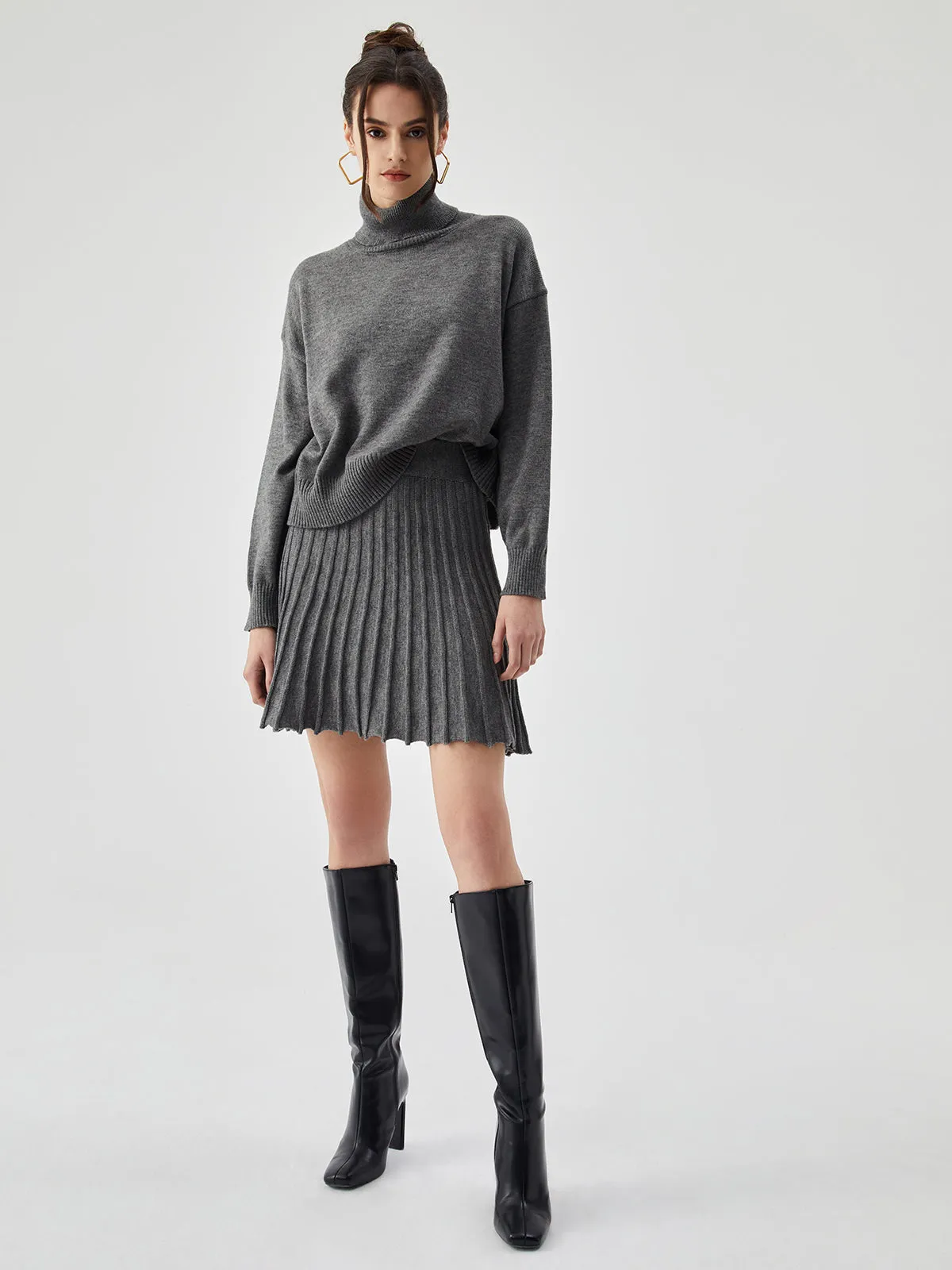 High Neck Graceful Knit Sweater