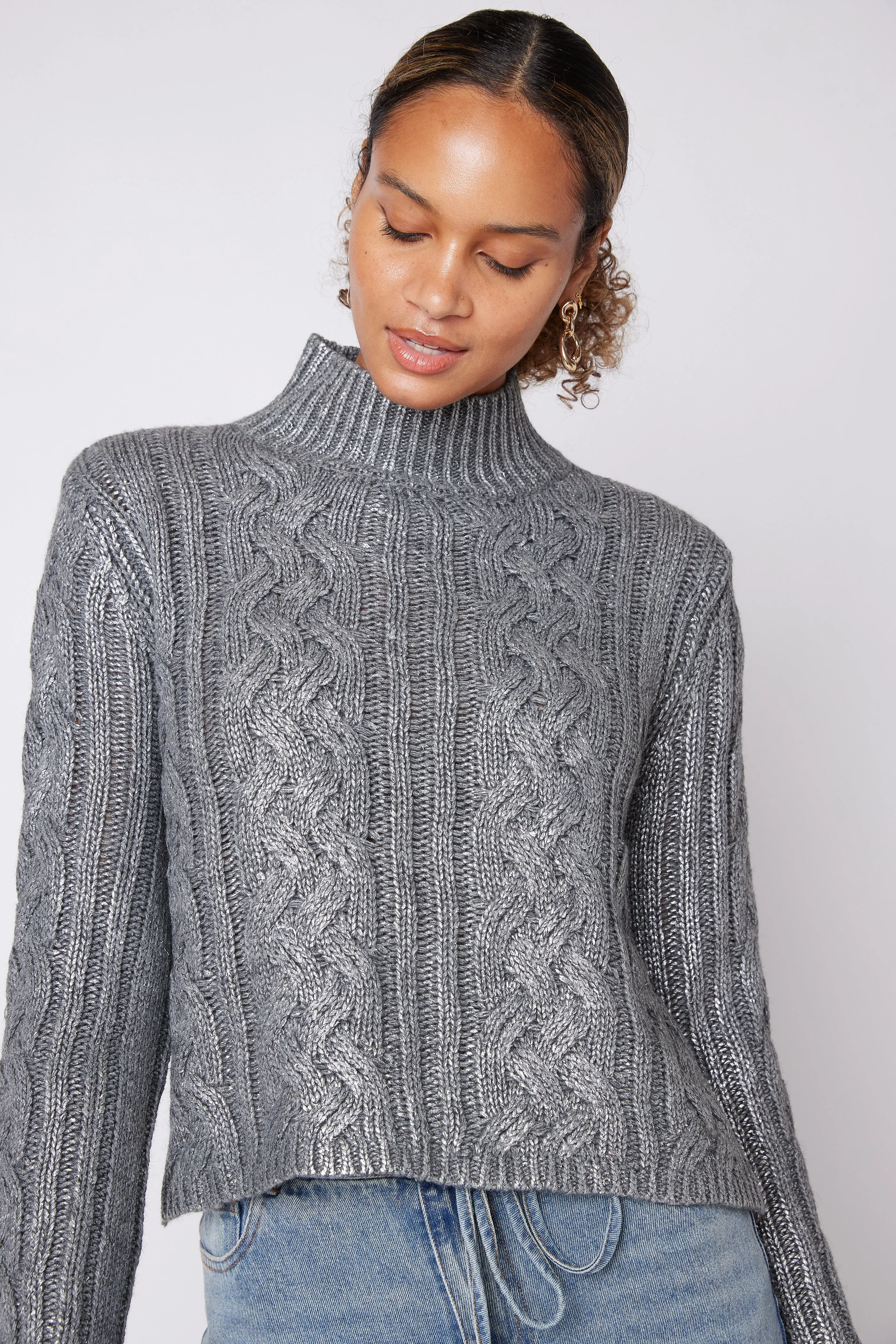 Keira Turtleneck Cable Sweater