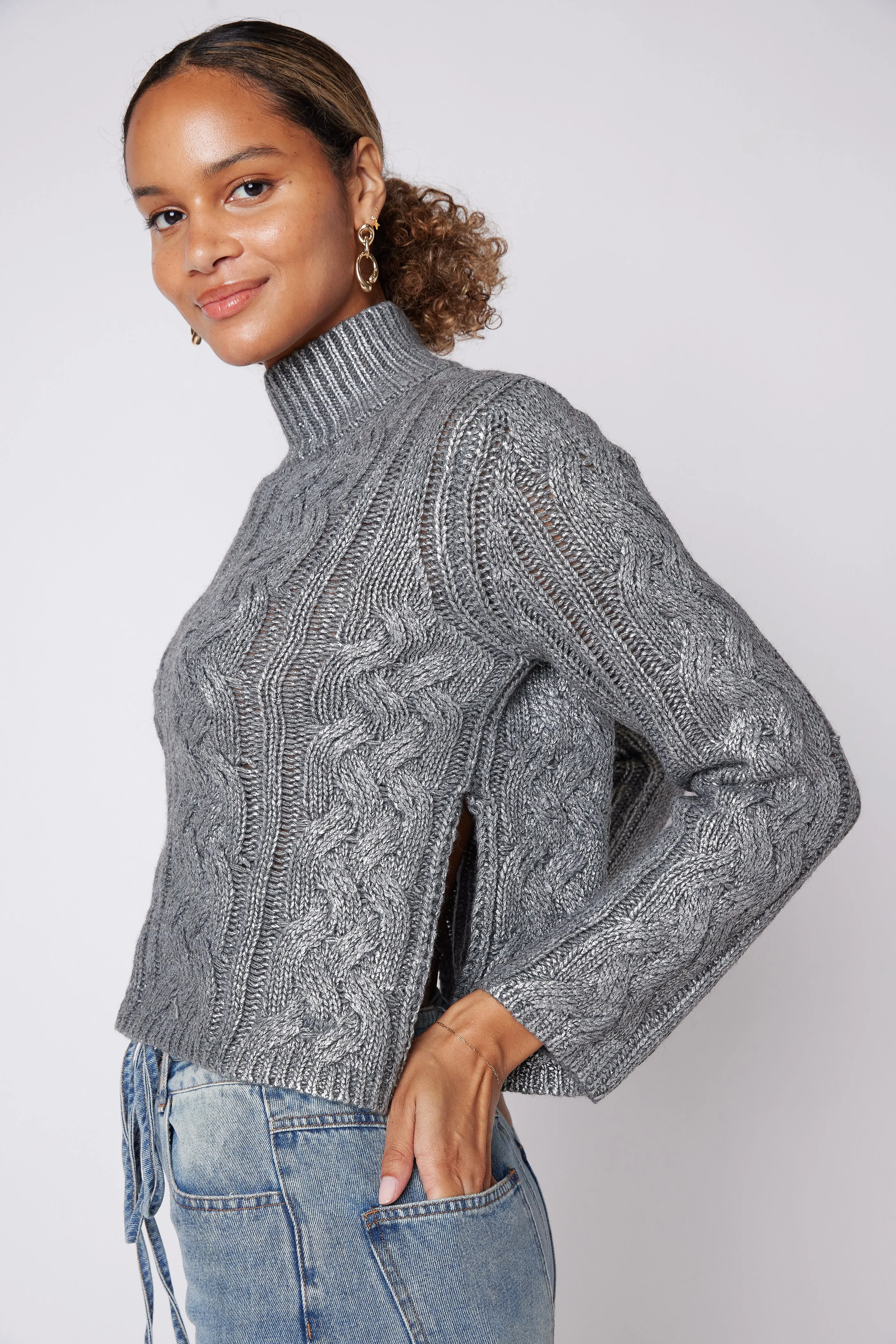 Keira Turtleneck Cable Sweater