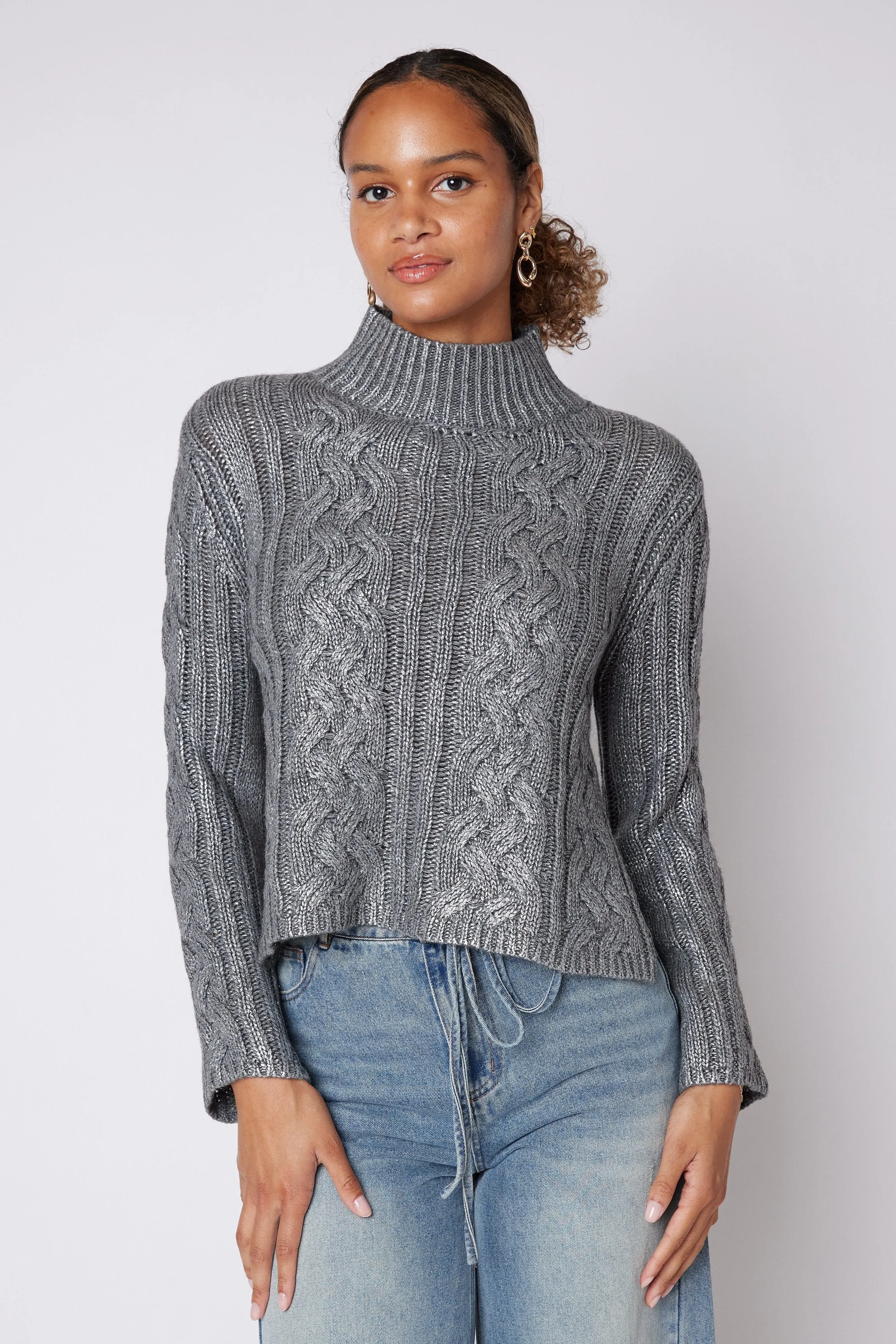 Keira Turtleneck Cable Sweater