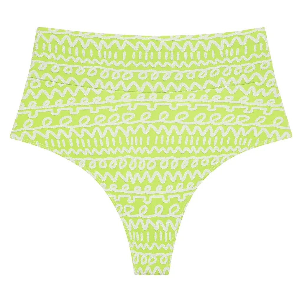 Lime Icing Added Coverage High Rise Bikini Bottom