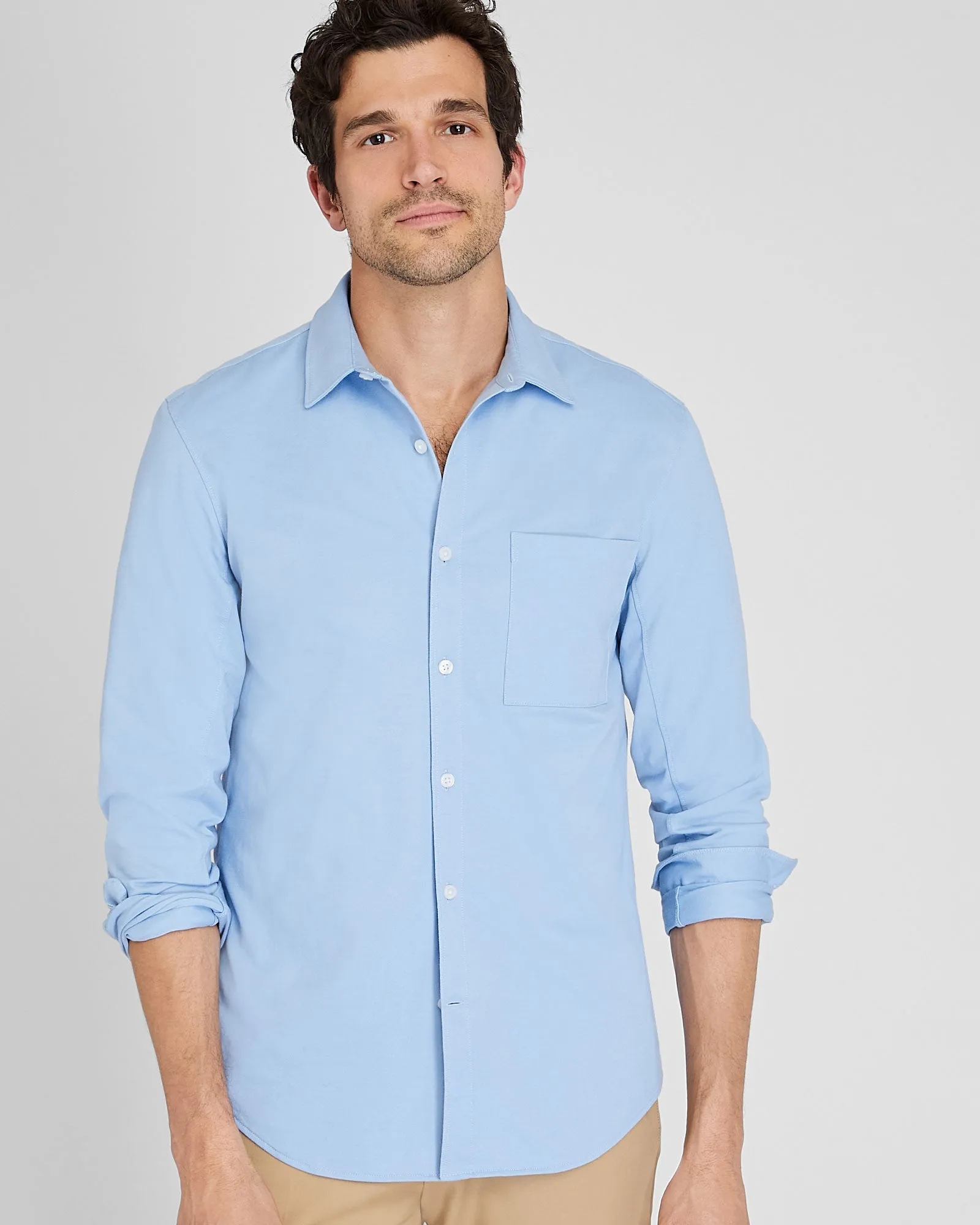 Long Sleeve Pique Oxford Knit Shirt