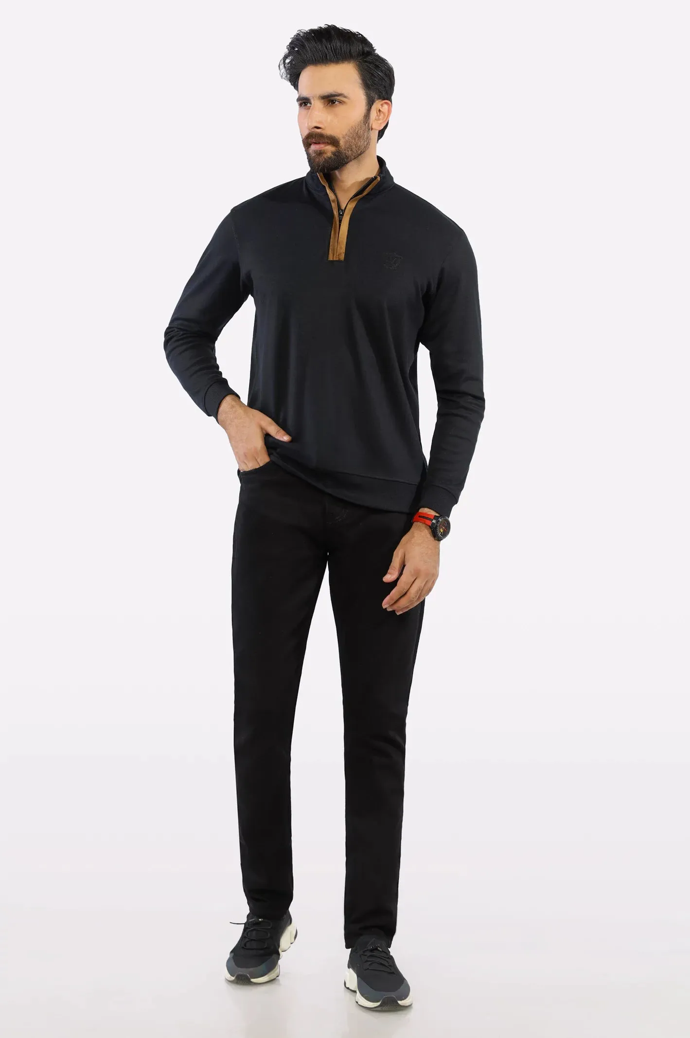 Men Black Basic Sweatshirt