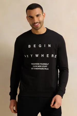 Men Black Printed Sweatshirt