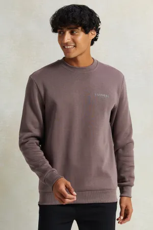 Men Pink Crew Neck Sweatshirt