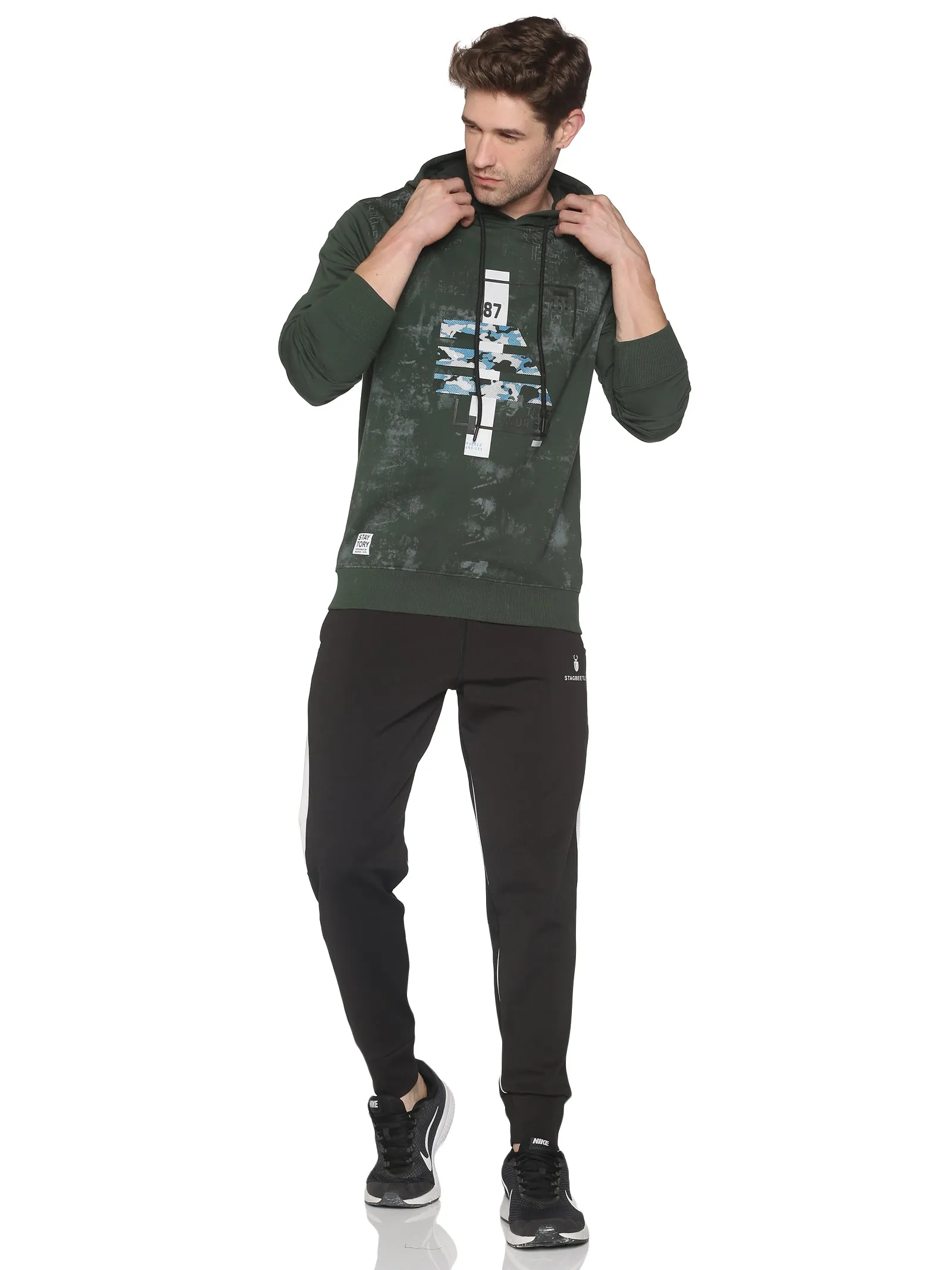 Men Printed Green Sweatshirt