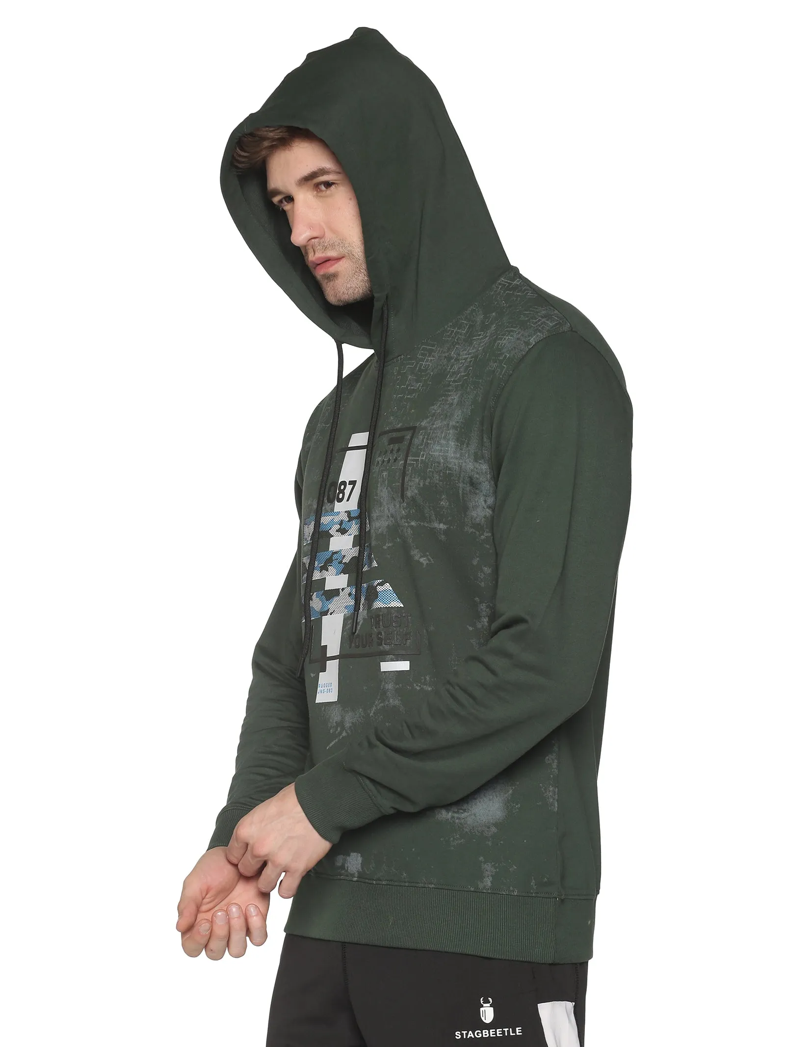 Men Printed Green Sweatshirt