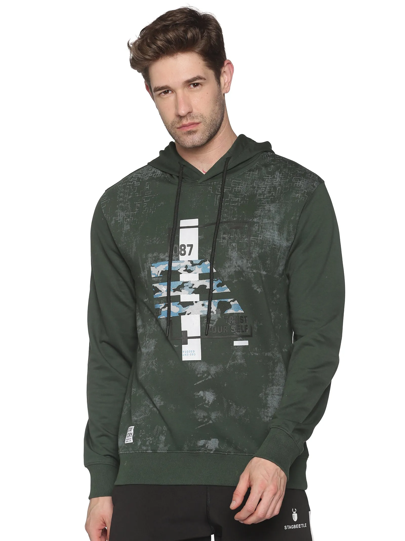 Men Printed Green Sweatshirt