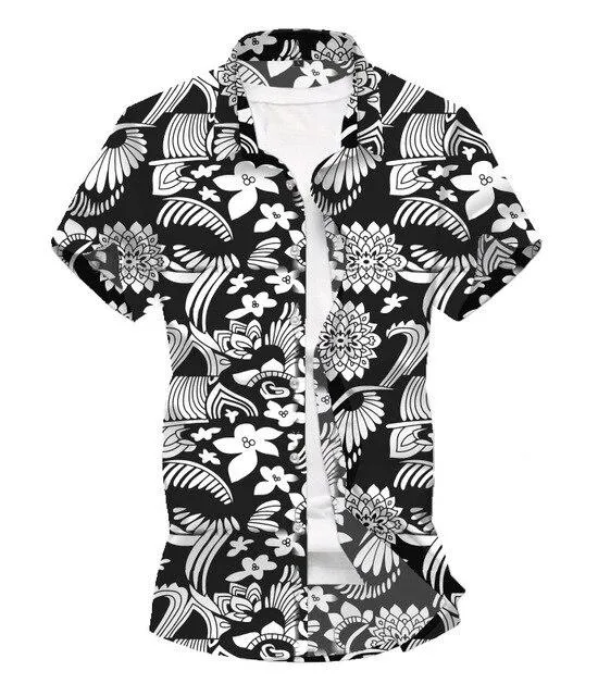 Men Shirt Summer Style Palm Tree Print Beach Hawaiian Shirt Men