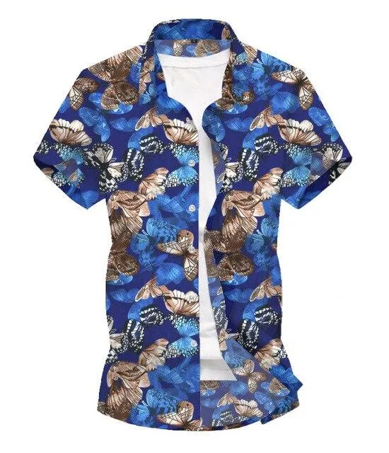 Men Shirt Summer Style Palm Tree Print Beach Hawaiian Shirt Men