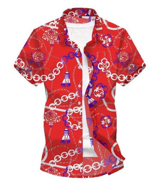 Men Shirt Summer Style Palm Tree Print Beach Hawaiian Shirt Men