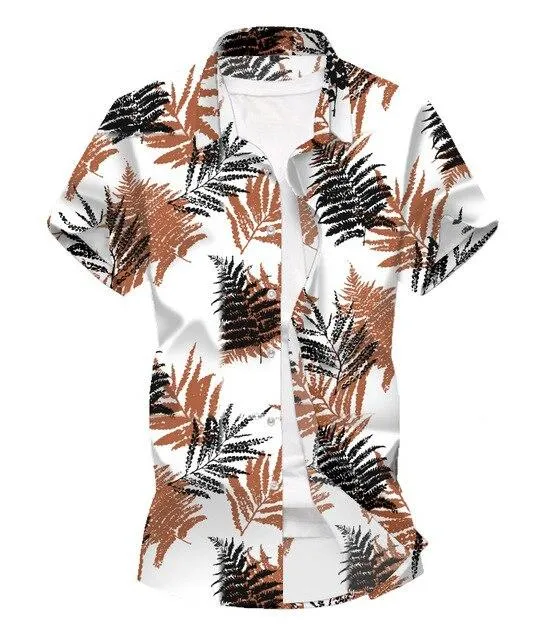 Men Shirt Summer Style Palm Tree Print Beach Hawaiian Shirt Men