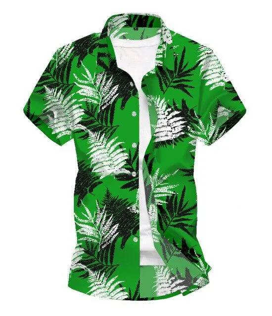 Men Shirt Summer Style Palm Tree Print Beach Hawaiian Shirt Men