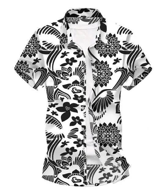 Men Shirt Summer Style Palm Tree Print Beach Hawaiian Shirt Men