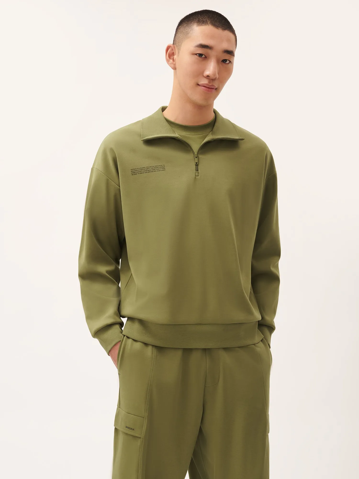 Mens DNA Double Jersey Half Zip Sweatshirt—highland green