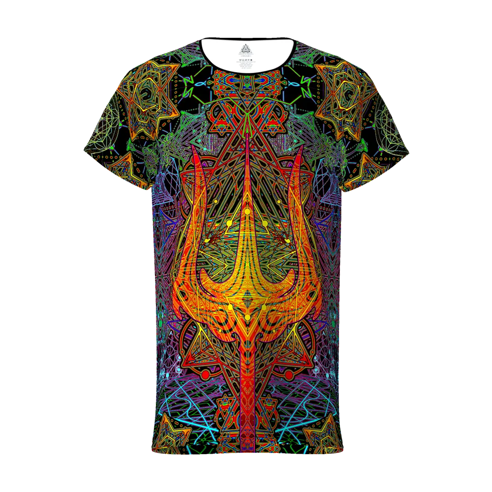 Mens Rave Shirt | Psy Clothing | Sacred Geomery Shirt | Fractal Shirt | Trishul (TS)
