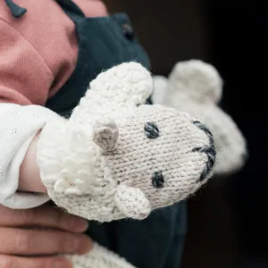 Merino Knit Child's Knit Mittens with Sheep Design