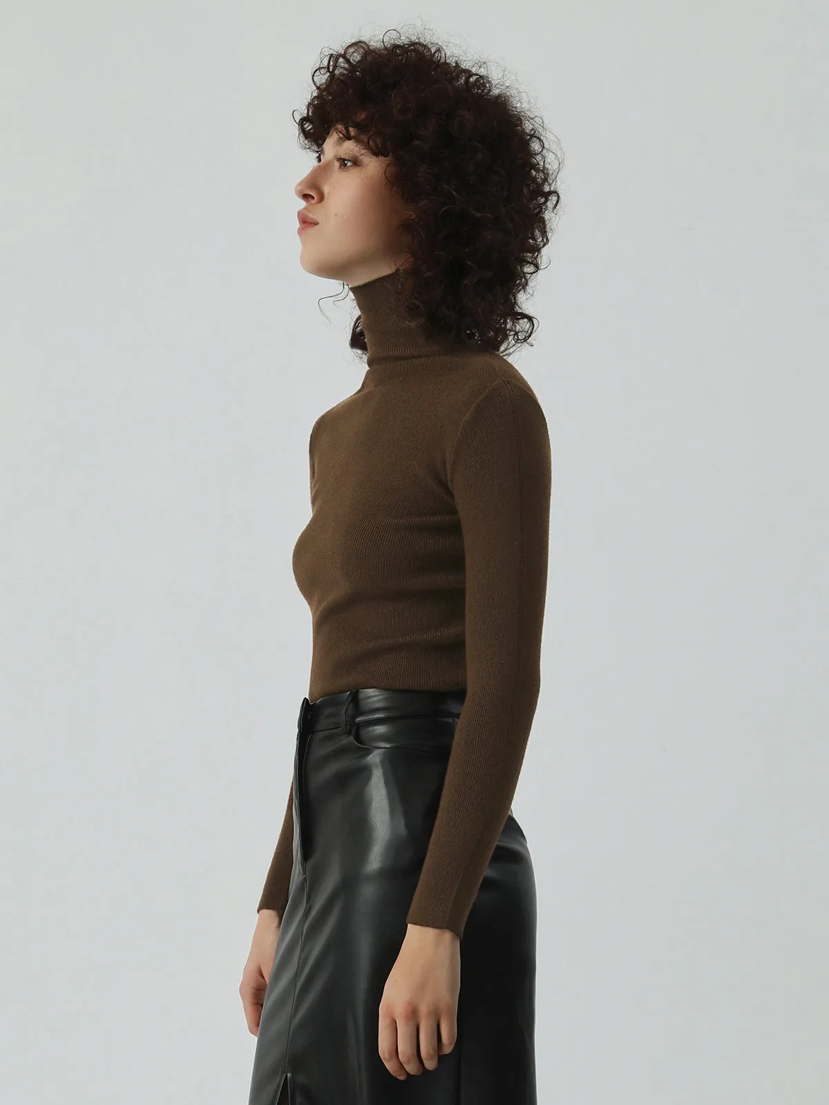 Minimalism Mock Neck Trendy Long Sleeve Top