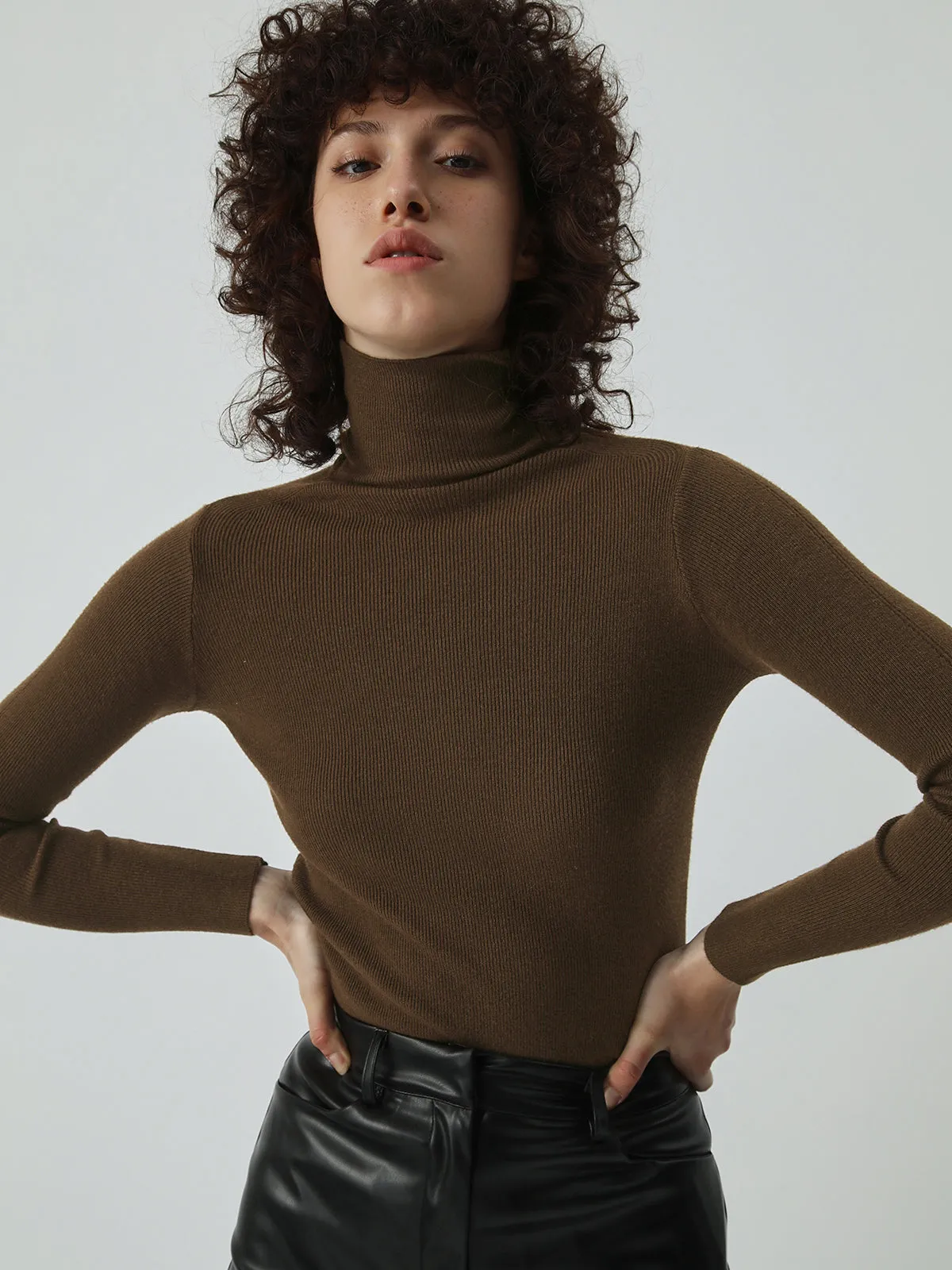 Minimalism Mock Neck Trendy Long Sleeve Top