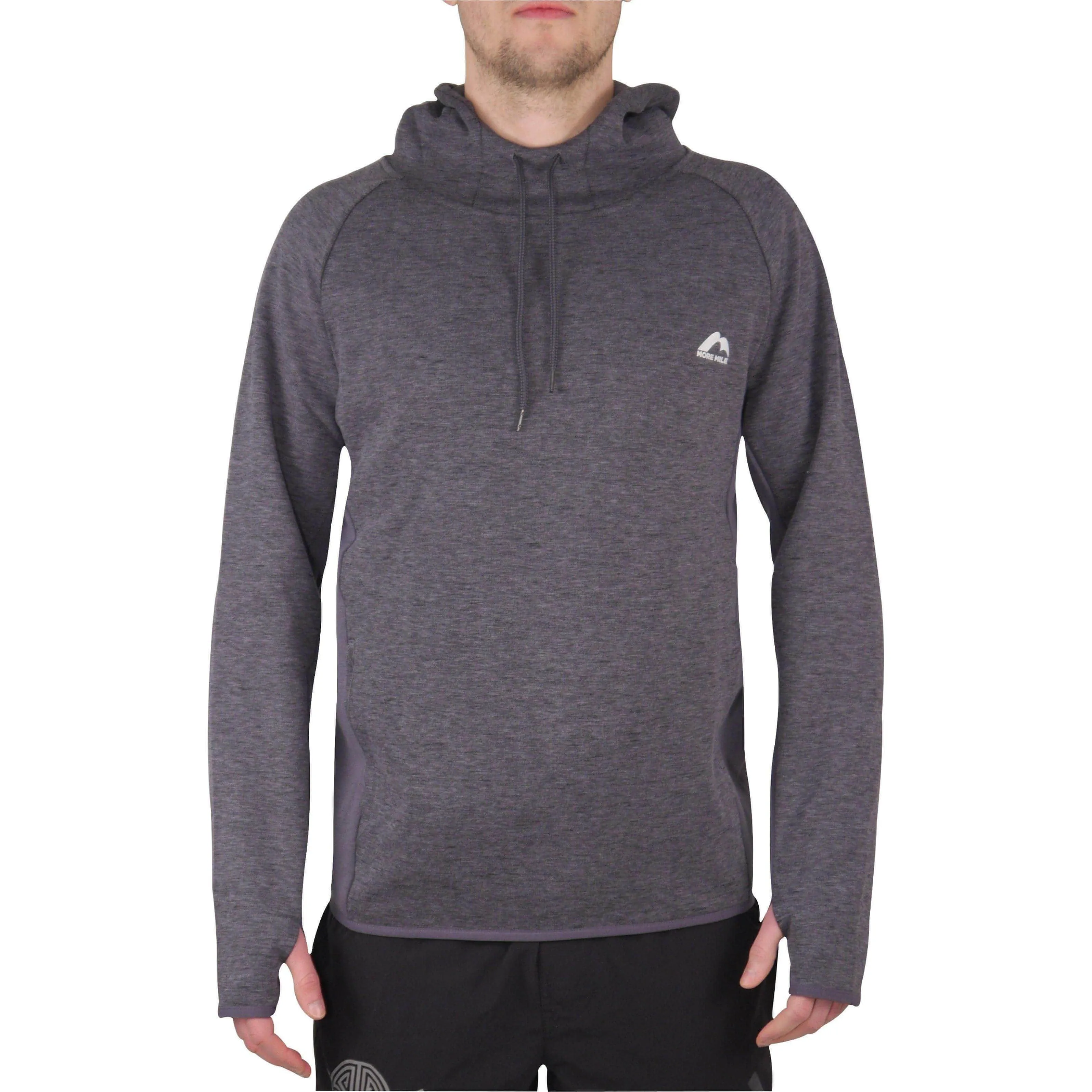 More Mile Marl Mens Running Hoody - Grey