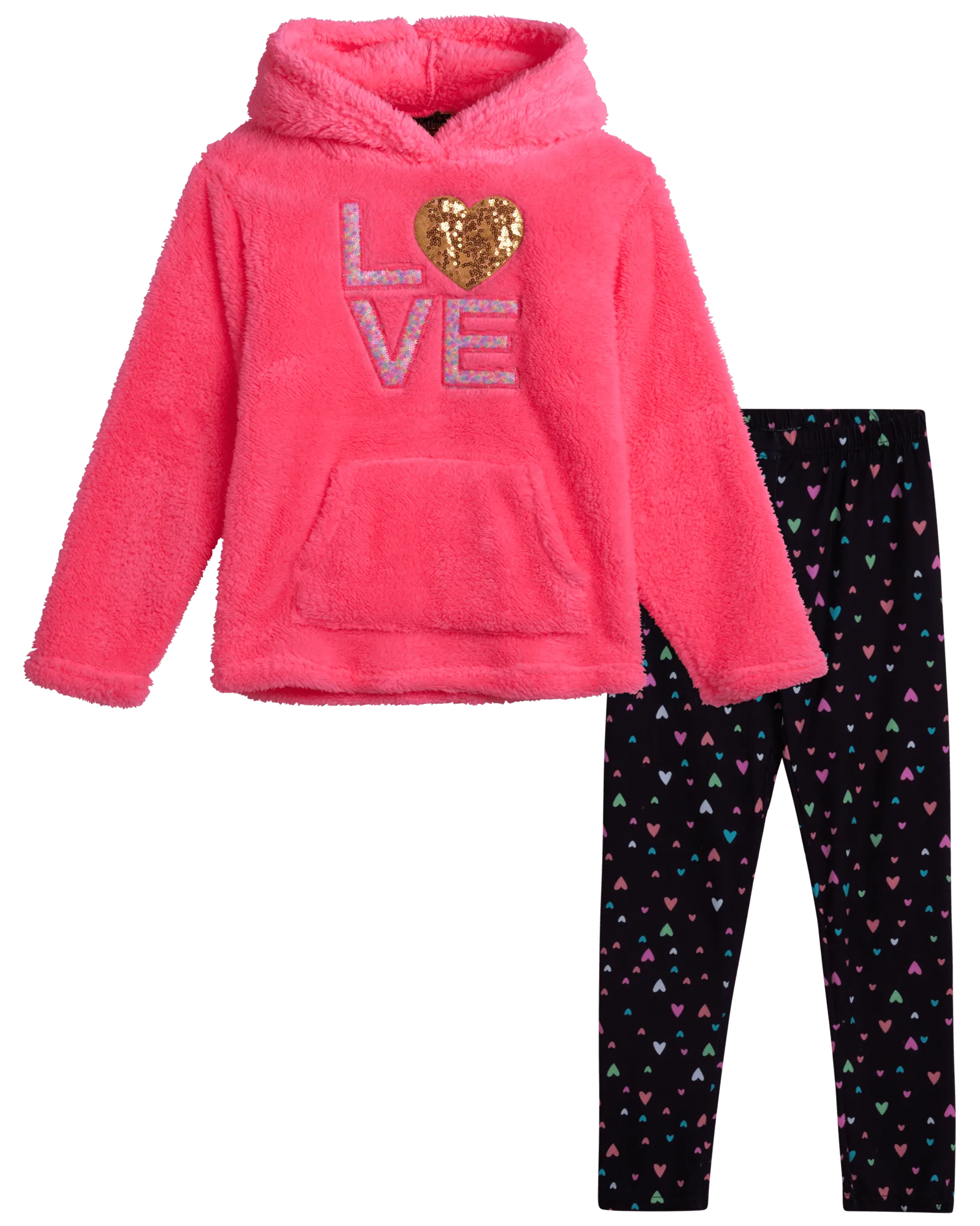 My Destiny Girls Leggings Activewear Outfit Sets - Furry Fleece Hoodie Sweatshirt and Tights (4-12)