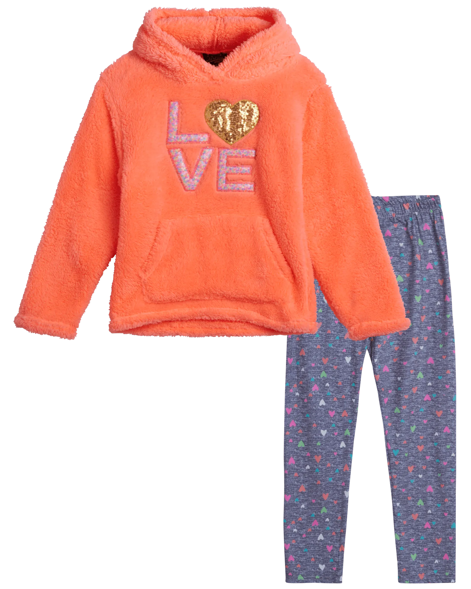 My Destiny Girls Leggings Activewear Outfit Sets - Furry Fleece Hoodie Sweatshirt and Tights (4-12)