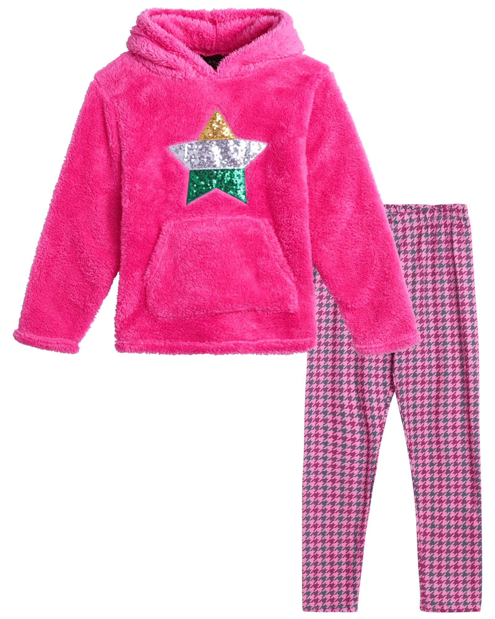 My Destiny Girls Leggings Activewear Outfit Sets - Furry Fleece Hoodie Sweatshirt and Tights (4-12)