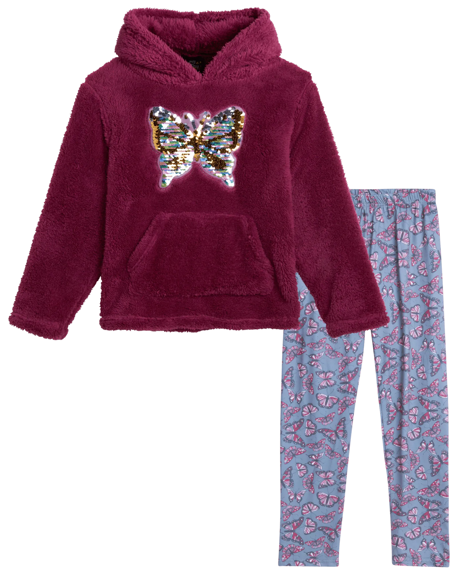 My Destiny Girls Leggings Activewear Outfit Sets - Furry Fleece Hoodie Sweatshirt and Tights (4-12)