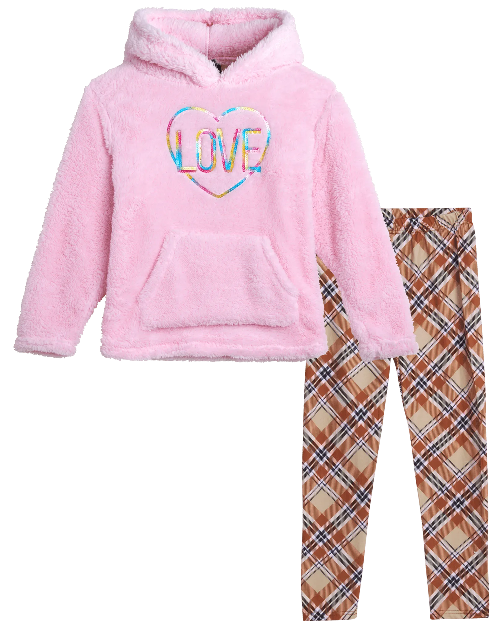 My Destiny Girls Leggings Activewear Outfit Sets - Furry Fleece Hoodie Sweatshirt and Tights (4-12)