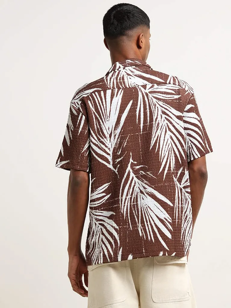 Nuon Brown Printed Relaxed Fit Shirt