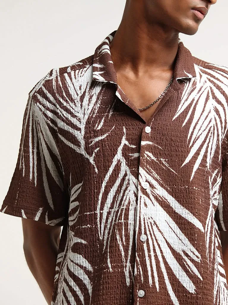 Nuon Brown Printed Relaxed Fit Shirt