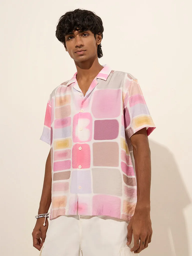 Nuon Pink Printed Relaxed-Fit Shirt