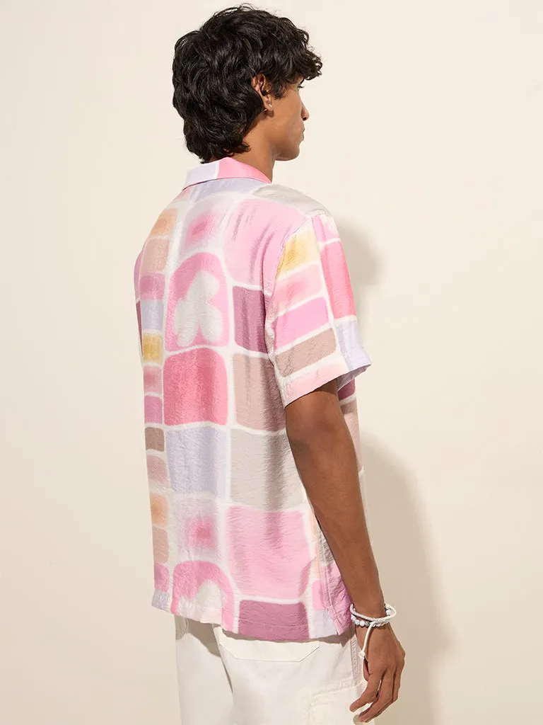 Nuon Pink Printed Relaxed-Fit Shirt