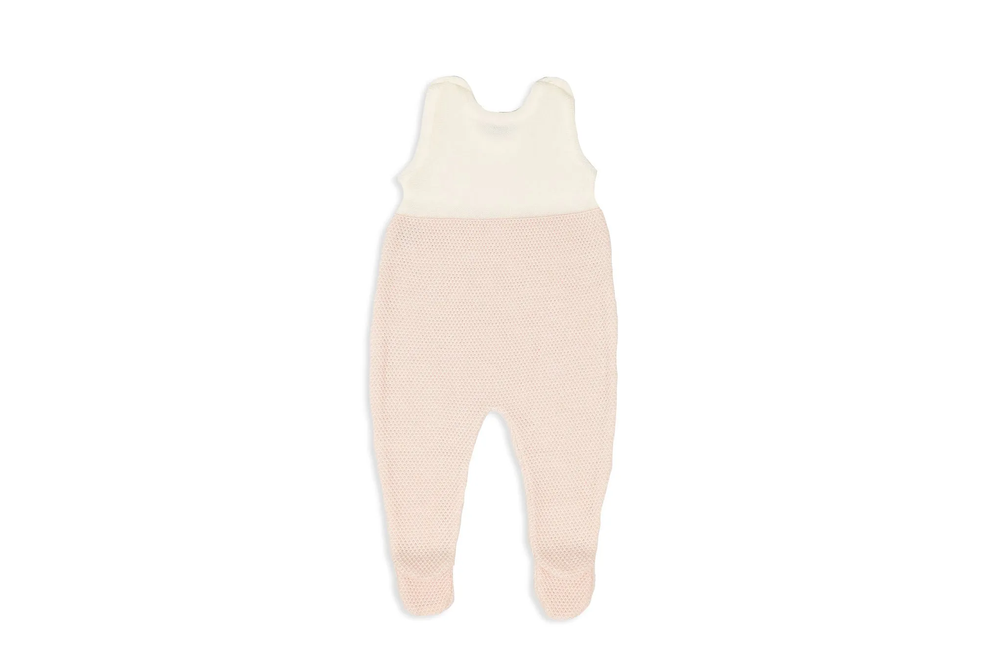 Off-White Soft Rose Merino Wool Romper with Feet