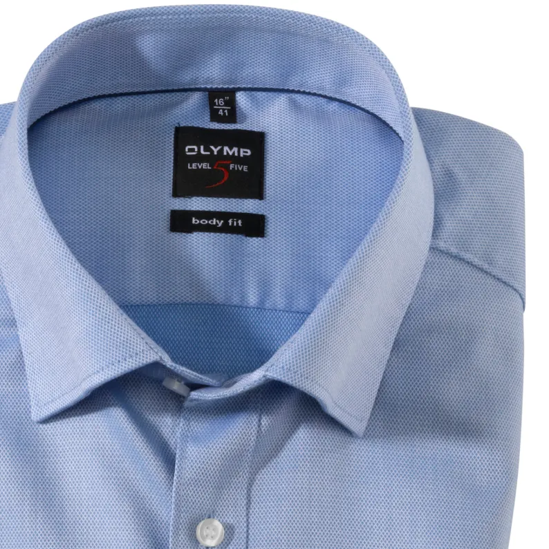 OLYMP LEVEL FIVE BODY FIT UNDER BUTTON DOWN COTTON STRETCH SLIM FIT FORMAL SHIRTS - SKY BLUE 0464/64