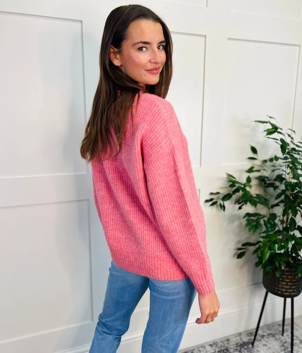 Pink Soft Dropped Shoulder Jumper