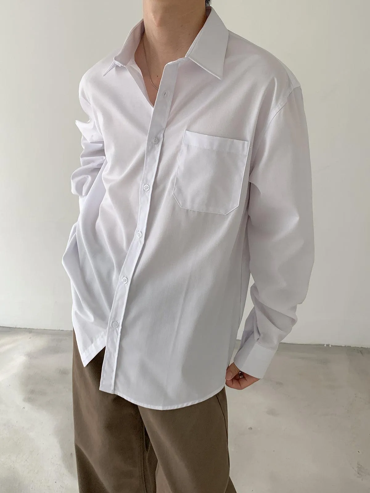 Relaxed Fit Long Sleeve Office Shirt