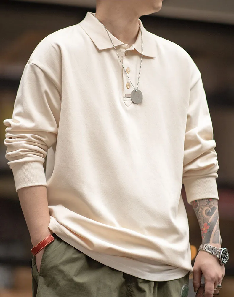 Retro Lapel Polo Loose Bottoming Long-Sleeved Men's Sweater