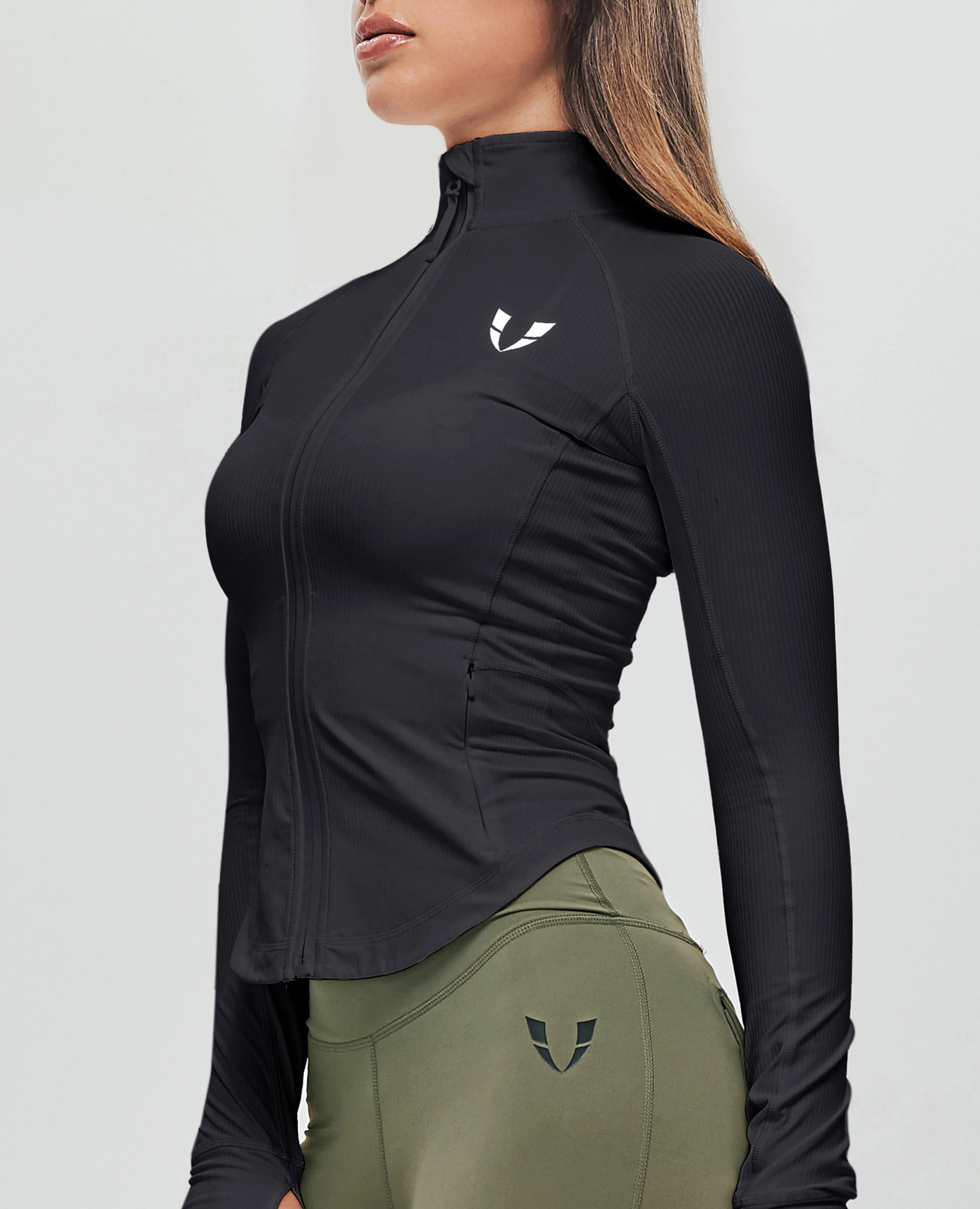 Ribbed Gym Jacket - Black