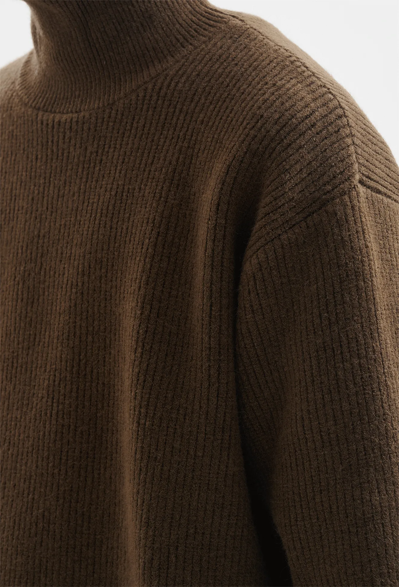 Ribbed Oversized Funnel-Neck Sweater